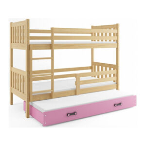 Detská posteľ CARINO s výsuvnou posteľou 80x190 cm - borovica Ružová
