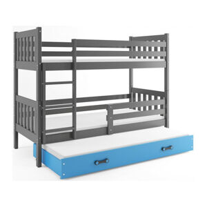 Detská posteľ CARINO s výsuvnou posteľou 80x190 cm - grafit Modrá