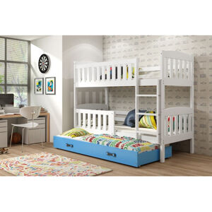 Detská poschodová posteľ KUBUS s výsuvnou posteľou 80x190 cm - biela Modrá