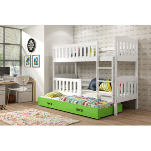 Detská poschodová posteľ KUBUS s výsuvnou posteľou 80x190 cm - biela Zelená