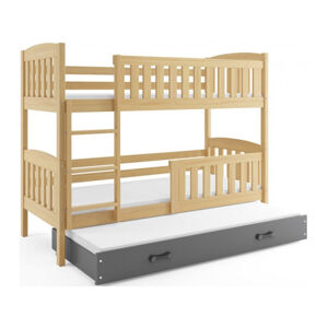 Detská poschodová posteľ KUBUS s výsuvnou posteľou 90x200 cm - borovica Šedá