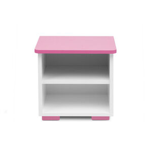 Nočný stolík PABIS -bílá/ružová