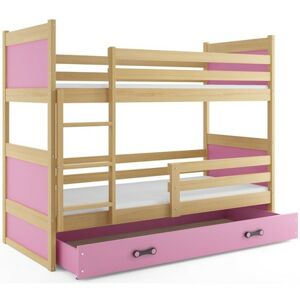 Detská poschodová posteľ RICO 200x90 cm Borovice Ružové