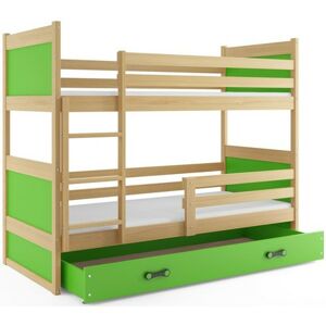 Detská poschodová posteľ RICO 200x90 cm Borovice Zelená