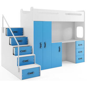 Detská poschodová posteľ MAX IV 80x200 cm - biela Modrá