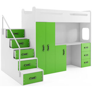 Detská poschodová posteľ MAX IV 80x200 cm - biela Zelená