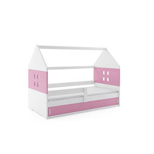 Detská posteľ DOMI I s úložným priestorom 80x160 cm - biela Ružová