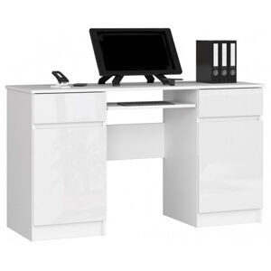 Počítačový stôl A5 - biela/biela lesk