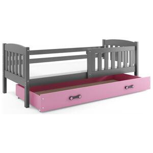 Detská posteľ KUBUS s úložným priestorom 80x160 cm - grafit Ružová