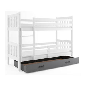 Detská poschodová posteľ CARINO s úložným priestorom 80x160 cm - biela Sivá