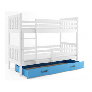 Detská poschodová posteľ CARINO s úložným priestorom 80x190 cm - biela Modrá