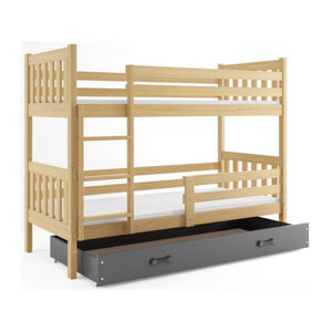 Detská poschodová posteľ CARINO s úložným priestorom 80x190 cm - borovica Sivá