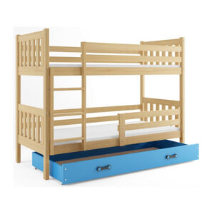 Detská poschodová posteľ CARINO s úložným priestorom 80x190 cm - borovica Modrá