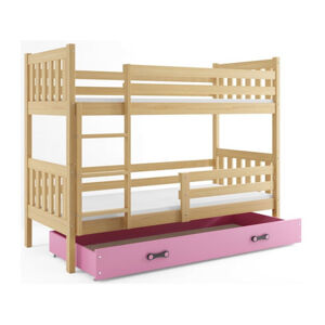 Detská poschodová posteľ CARINO s úložným priestorom 80x160 cm - borovica Ružová