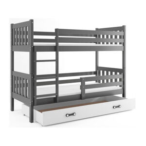 Detská poschodová posteľ CARINO s úložným priestorom 80x190 cm - grafit Biela