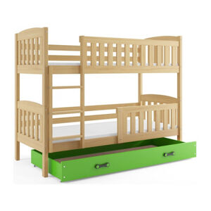Detská poschodová posteľ KUBUS s úložným priestorom 80x190 cm - borovica Zelená