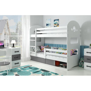 Detská poschodová posteľ DOMINIK s úložným priestorom 80x190 cm - biela Šedá