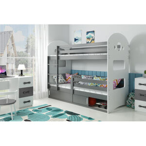 Detská poschodová posteľ DOMINIK s úložným priestorom 80x160 cm - grafit Šedá