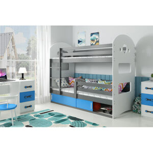 Detská poschodová posteľ DOMINIK s úložným priestorom 80x160 cm - grafit Modrá