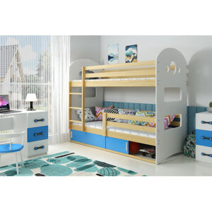 Detská poschodová posteľ DOMINIK s úložným priestorom 80x190 cm - borovica Modrá
