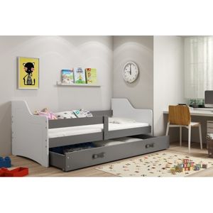 Detská poschodová posteľ s výsuvnou posteľou ERYK 200x90 cm Šedá Bílá