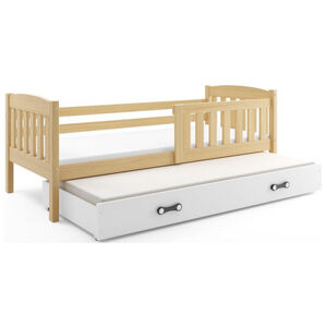 Detská posteľ KUBUS s výsuvnou posteľou 80x190 cm - borovica Biela