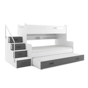 Detská poschodová posteľ MAX III s úložným priestorom 80x200 cm - biela Šedá