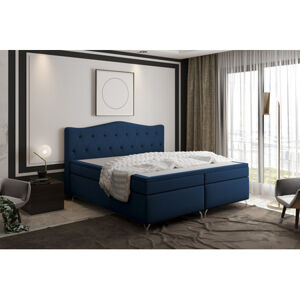 Čalouněná postel bez úložného prostoru VIERA 200x200 cm Tmavě modrá