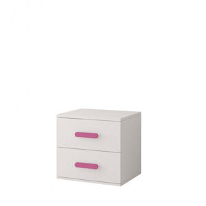 Nočný stolík Smyk - biela/ružová